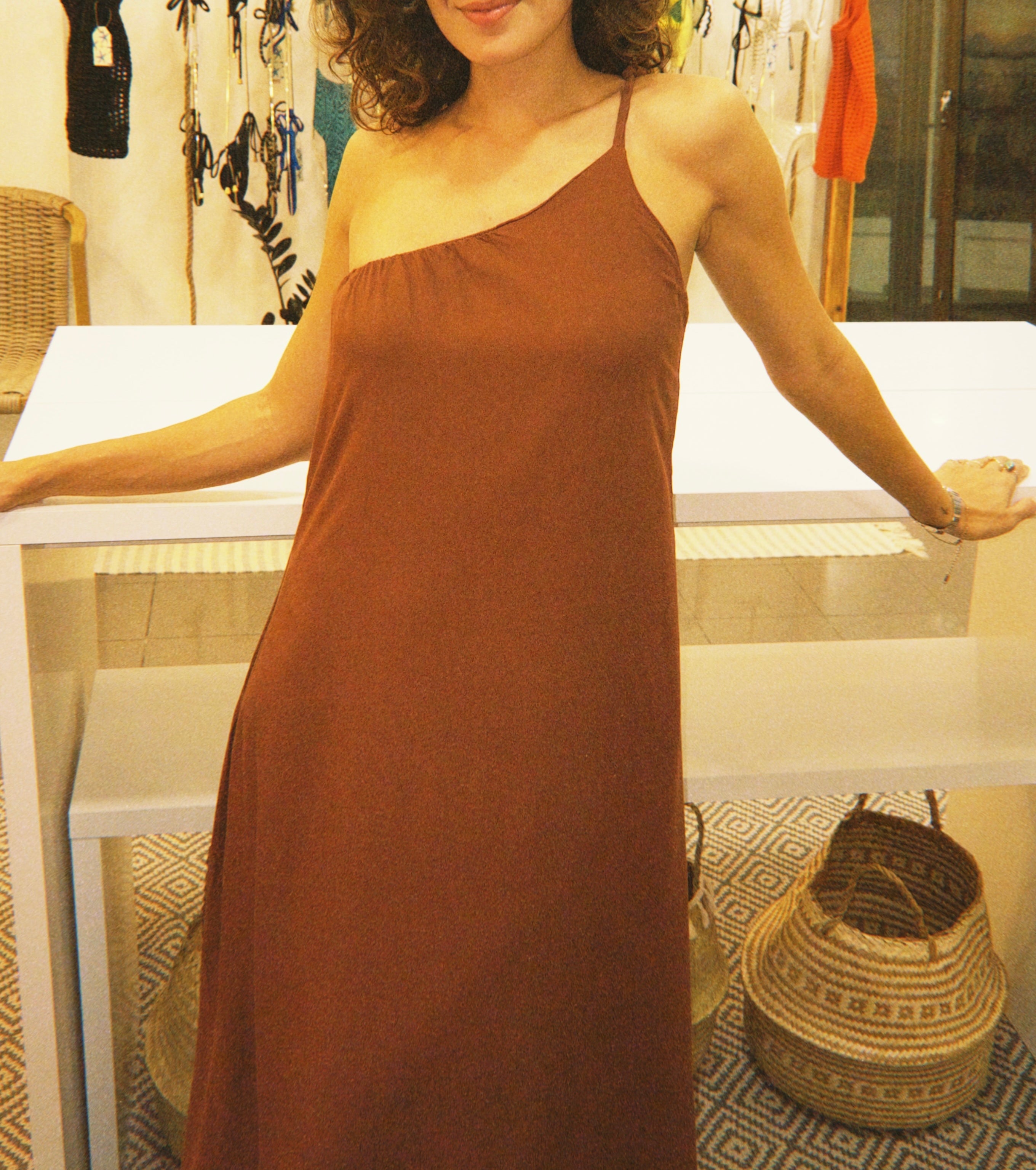 VESTIDO CACAU – Brown Maxi Dress in Twill Weave