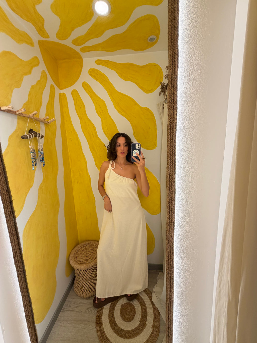 VESTIDO AREIA – One-Shoulder Twill Viscose Maxi Dress
