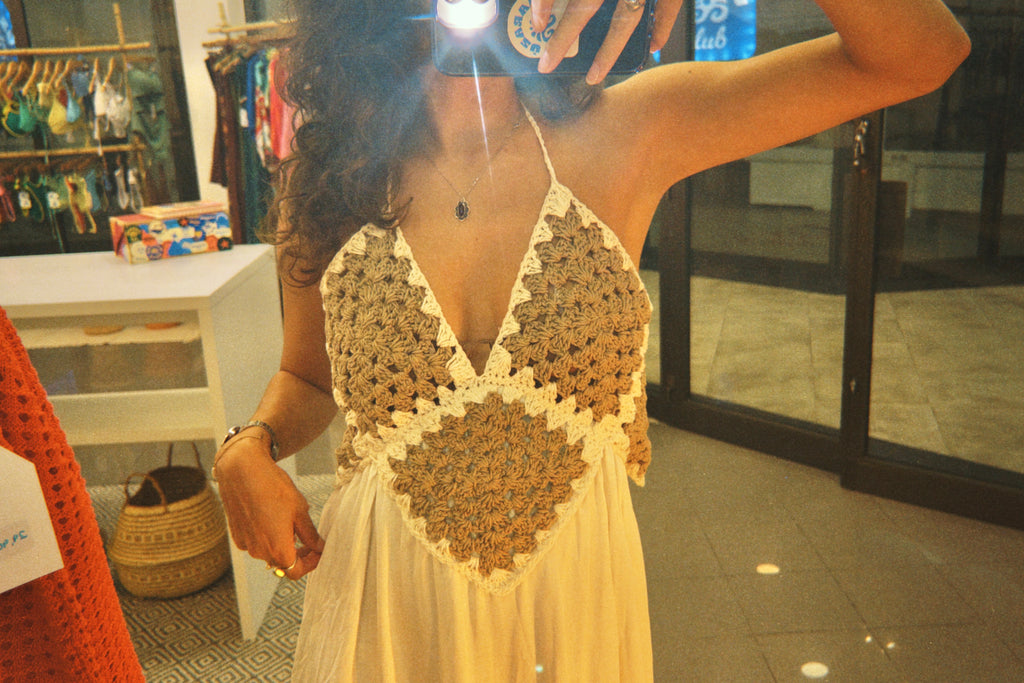VESTIDO ALBA – Handmade Crochet Bust Maxi Dress (One Size)