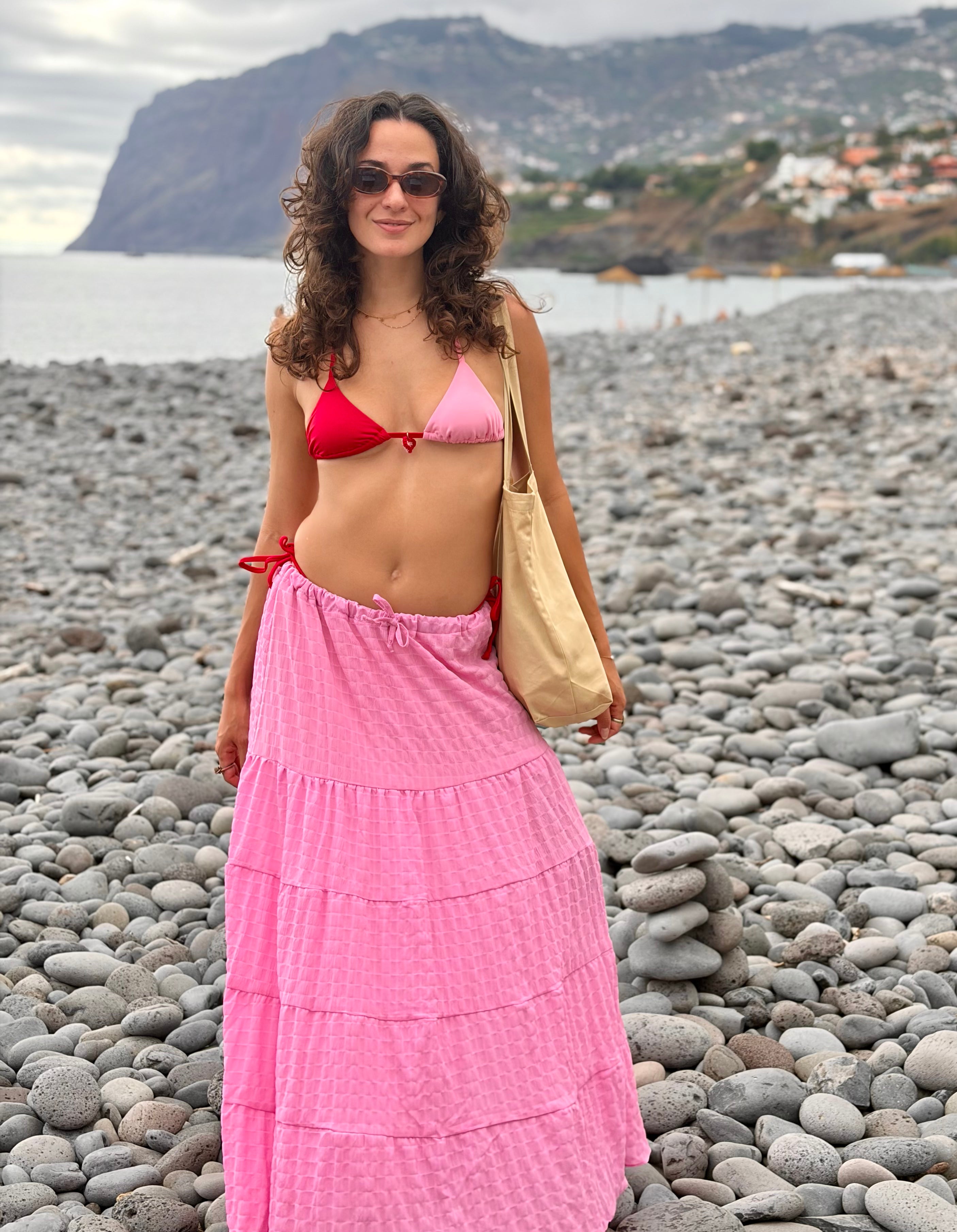 SAIA BERRY – Tiered Maxi Skirt & Soft Textured Pink
